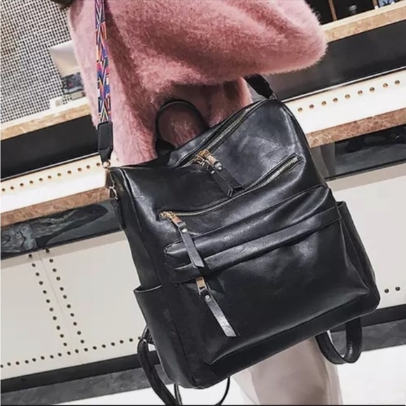 ❤️New! Black Soft Vegan Leather Boho Aztec Backpack/Travel Bag_Beautiful!! - Picture 7 of 10